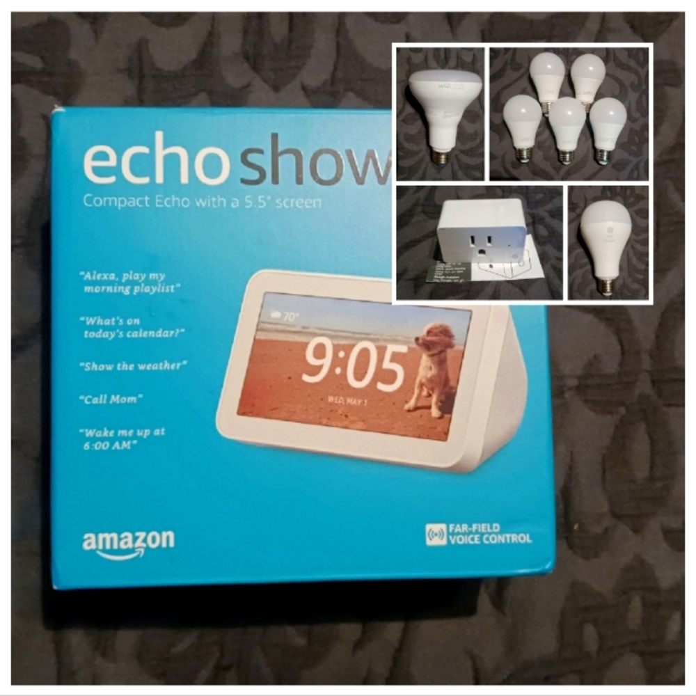 Amazon Echo Show 5 (+FreeGift!) & Smart Bulb/Plug Starter Kit Alexa